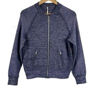 Women’s FREE PEOPLE Naomi Knit Jacket Purple Full Zip Pockets Size XS